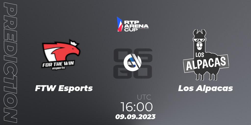 FTW Esports contre Los Alpacas : prédiction de match. 09.09.2023 at 18:00. Counter-Strike (CS2), RTP Arena Cup 2023