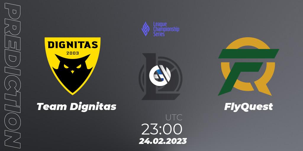Team Dignitas contre FlyQuest : prédiction de match. 25.02.2023 at 02:00. LoL, LCS Spring 2023 - Group Stage