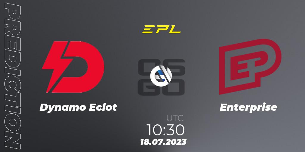 Dynamo Eclot contre Enterprise : prédiction de match. 18.07.2023 at 10:30. Counter-Strike (CS2), European Pro League Season 9