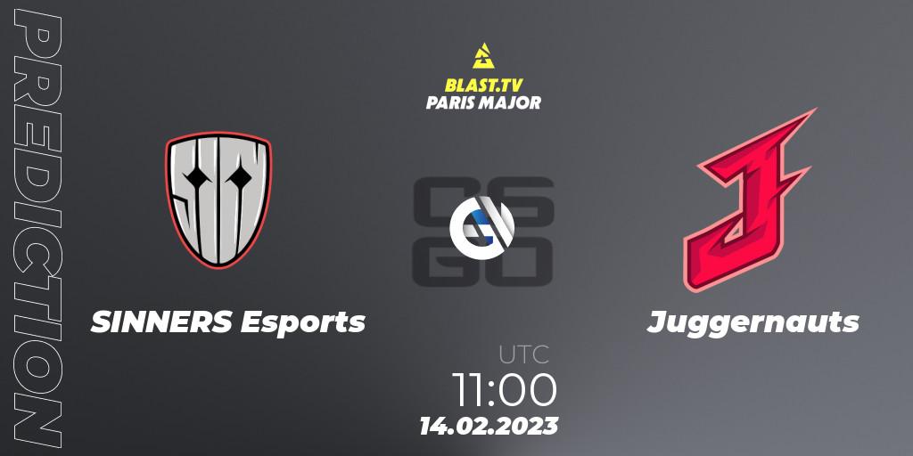 SINNERS Esports contre Juggernauts : prédiction de match. 14.02.2023 at 11:10. Counter-Strike (CS2), BLAST.tv Paris Major 2023 Europe RMR Open Qualifier