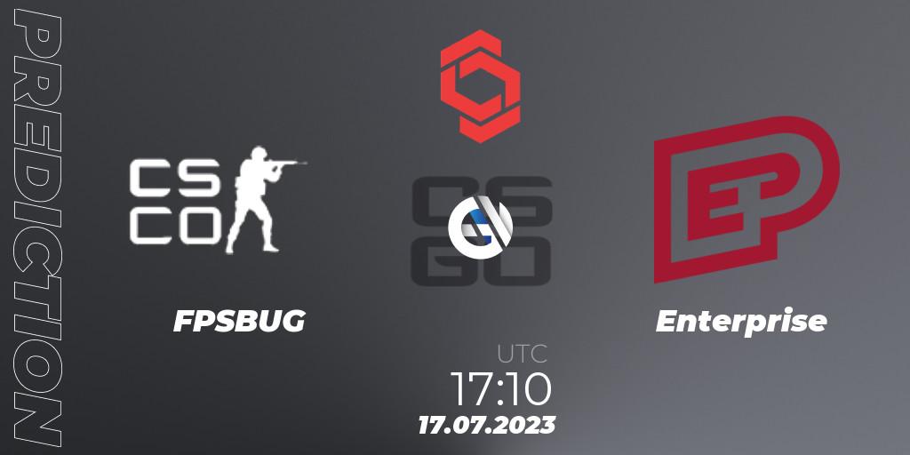 FPSBUG contre Enterprise : prédiction de match. 17.07.2023 at 17:10. Counter-Strike (CS2), CCT Central Europe Series #7: Closed Qualifier