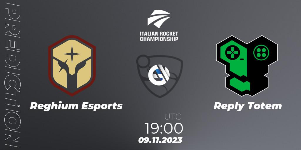 Reghium Esports contre Reply Totem : prédiction de match. 09.11.2023 at 19:00. Rocket League, Italian Rocket Championship Season 11Serie A Relegation