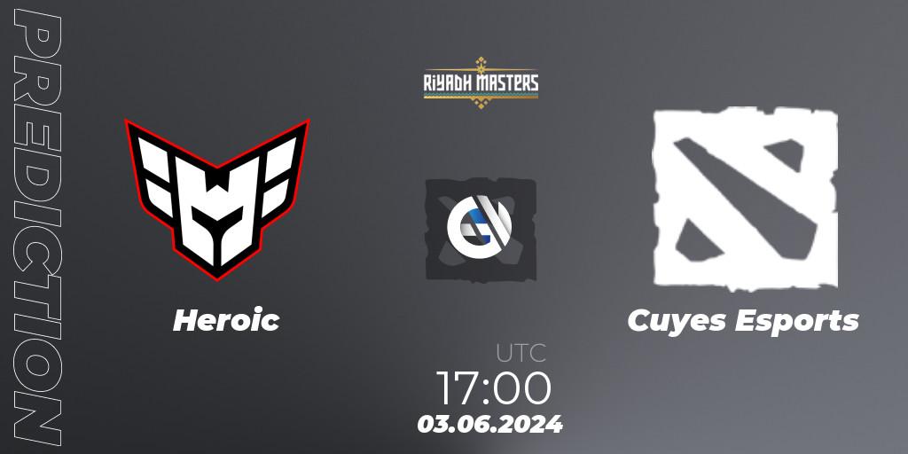 Heroic contre Cuyes Esports : prédiction de match. 03.06.2024 at 17:00. Dota 2, Riyadh Masters 2024: South America Closed Qualifier
