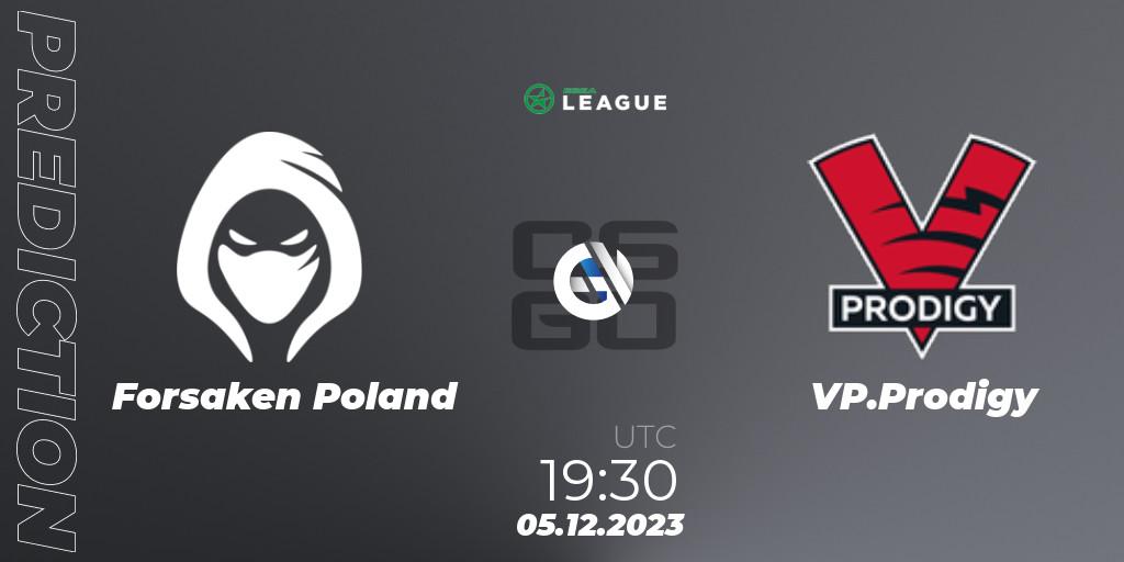 Forsaken Poland contre VP.Prodigy : prédiction de match. 05.12.2023 at 19:30. Counter-Strike (CS2), ESEA Season 47: Main Division - Europe