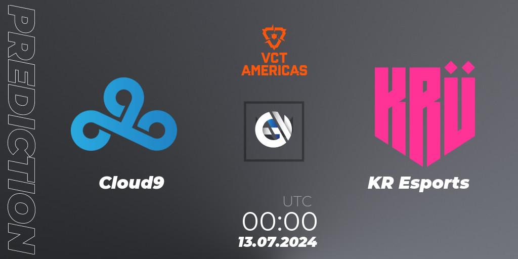 Cloud9 contre KRÜ Esports : prédiction de match. 13.07.2024 at 00:00. VALORANT, VALORANT Champions Tour 2024: Americas League - Stage 2 - Group Stage