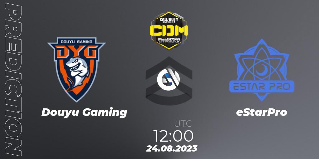 Douyu Gaming contre eStarPro : prédiction de match. 24.08.2023 at 11:30. Call of Duty, China Masters 2023 S6 - Stage 2