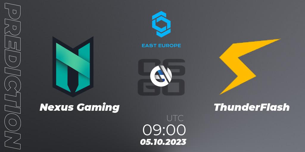 Nexus Gaming contre ThunderFlash : prédiction de match. 05.10.23. CS2 (CS:GO), CCT East Europe Series #3: Closed Qualifier