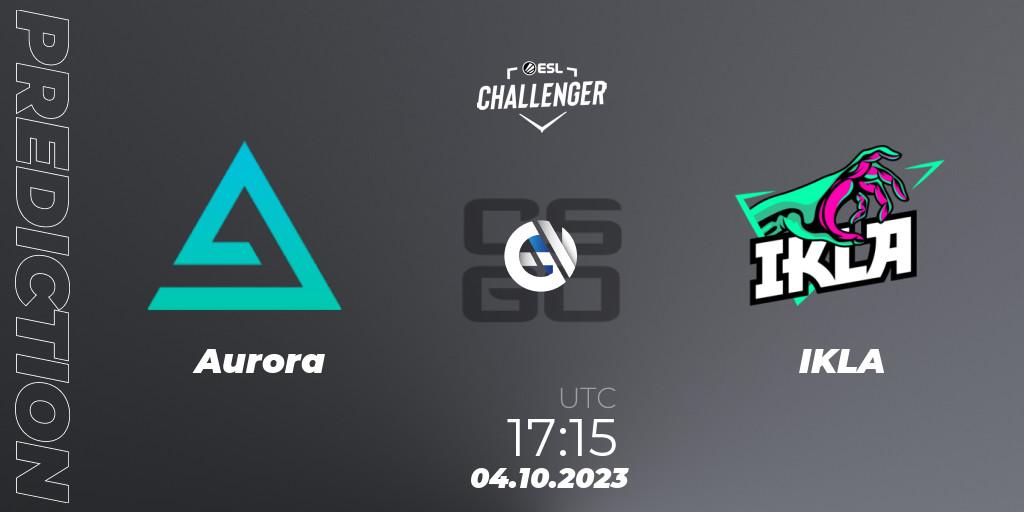 Aurora contre IKLA : prédiction de match. 04.10.2023 at 17:15. Counter-Strike (CS2), ESL Challenger at DreamHack Winter 2023: European Open Qualifier