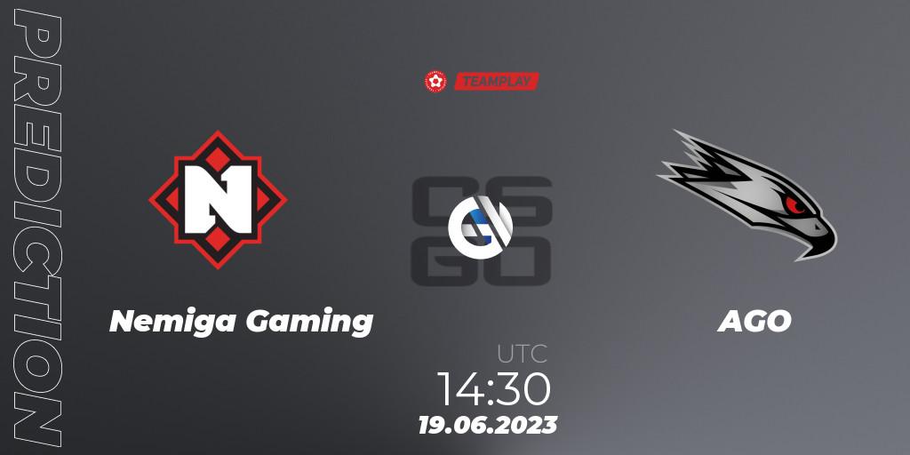Nemiga Gaming contre AGO : prédiction de match. 19.06.23. CS2 (CS:GO), LEON x TEAMPLAY Season 1