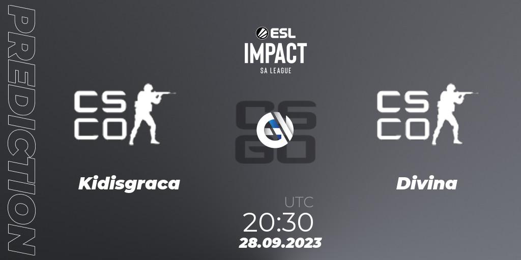 Kidisgraca contre Divina : prédiction de match. 28.09.2023 at 20:30. Counter-Strike (CS2), ESL Impact League Season 4: South American Division