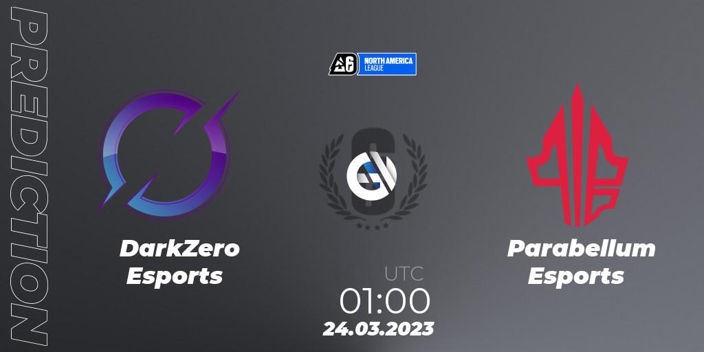 DarkZero Esports contre Parabellum Esports : prédiction de match. 24.03.2023 at 01:00. Rainbow Six, North America League 2023 - Stage 1