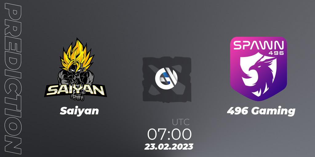 Saiyan contre 496 Gaming : prédiction de match. 21.02.2023 at 07:09. Dota 2, GGWP Dragon Series 1