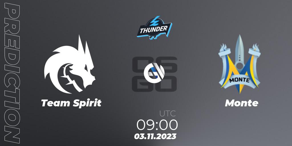Team Spirit contre Monte : prédiction de match. 03.11.23. CS2 (CS:GO), Thunderpick CS:GO World Championship 2023
