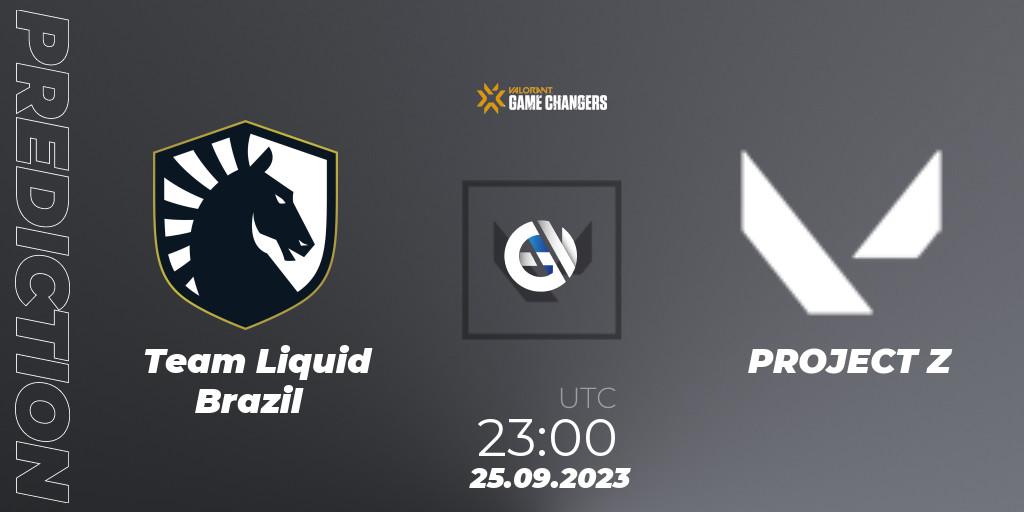 Team Liquid Brazil contre PROJECT Z : prédiction de match. 25.09.2023 at 23:00. VALORANT, VCT 2023: Game Changers Brazil Series 2