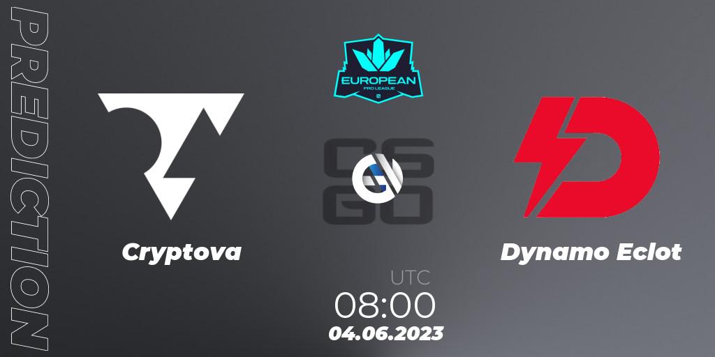 Cryptova contre Dynamo Eclot : prédiction de match. 04.06.23. CS2 (CS:GO), European Pro League Season 8