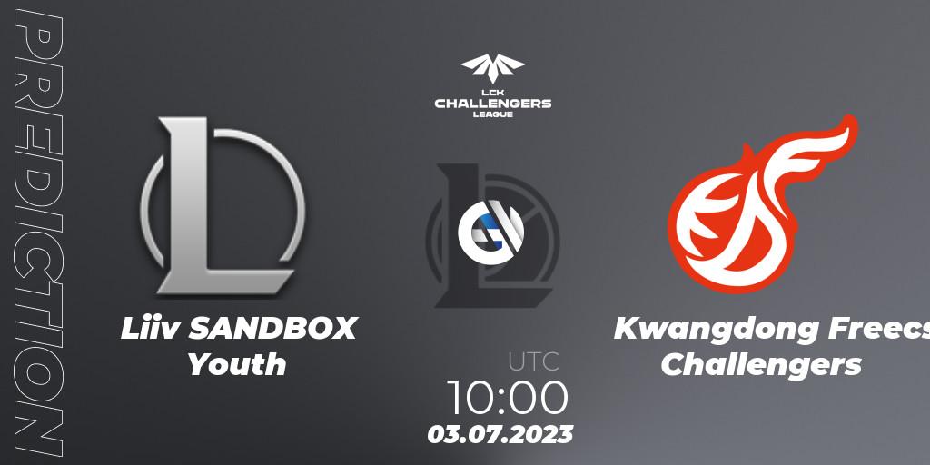 Liiv SANDBOX Youth contre Kwangdong Freecs Challengers : prédiction de match. 03.07.23. LoL, LCK Challengers League 2023 Summer - Group Stage