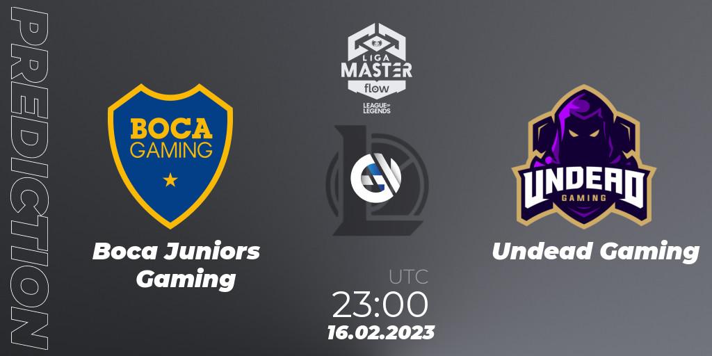Boca Juniors Gaming contre Undead Gaming : prédiction de match. 16.02.2023 at 23:00. LoL, Liga Master Opening 2023 - Group Stage