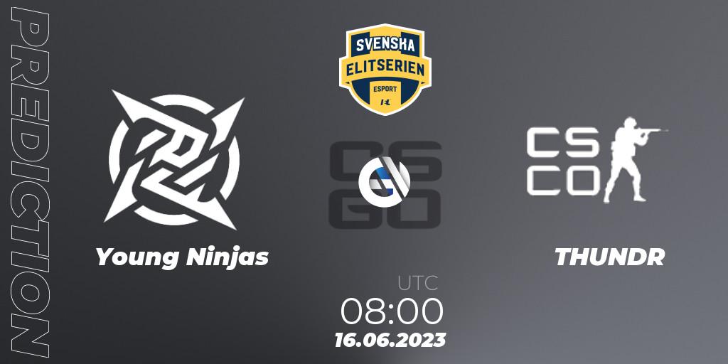 Young Ninjas contre THUNDR Esports : prédiction de match. 16.06.23. CS2 (CS:GO), Svenska Elitserien Spring 2023