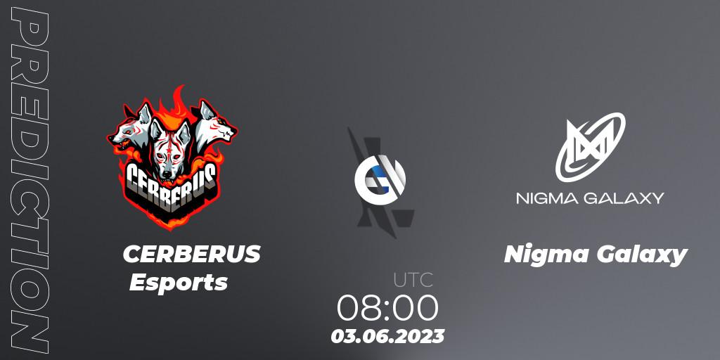 CERBERUS Esports contre Nigma Galaxy : prédiction de match. 03.06.2023 at 08:00. Wild Rift, WRL Asia 2023 - Season 1 - Regular Season
