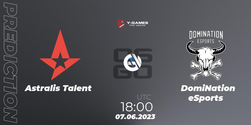 Astralis Talent contre DomiNation eSports : prédiction de match. 07.06.23. CS2 (CS:GO), Y-Games PRO Series 2023
