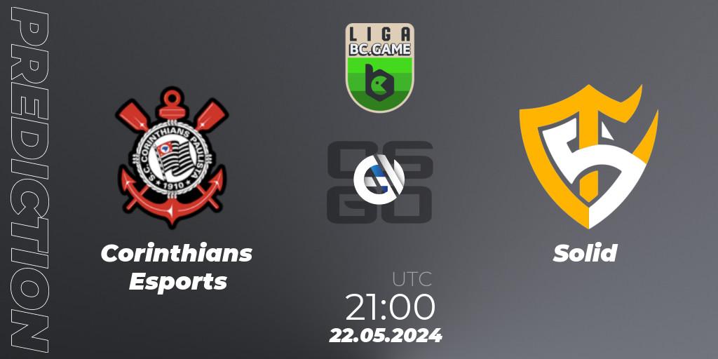 Corinthians Esports contre Solid : prédiction de match. 22.05.2024 at 21:00. Counter-Strike (CS2), Dust2 Brasil Liga Season 3