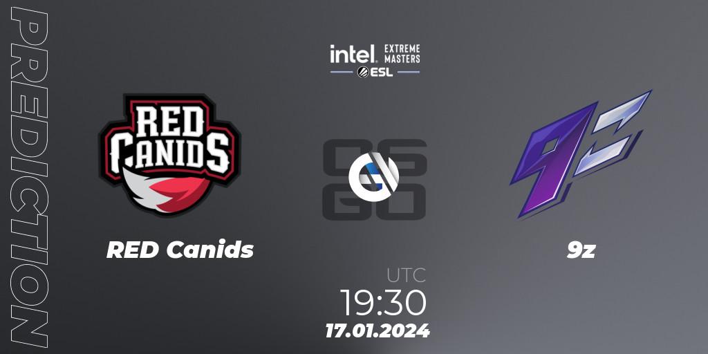 RED Canids contre 9z : prédiction de match. 17.01.2024 at 19:30. Counter-Strike (CS2), Intel Extreme Masters China 2024: South American Closed Qualifier