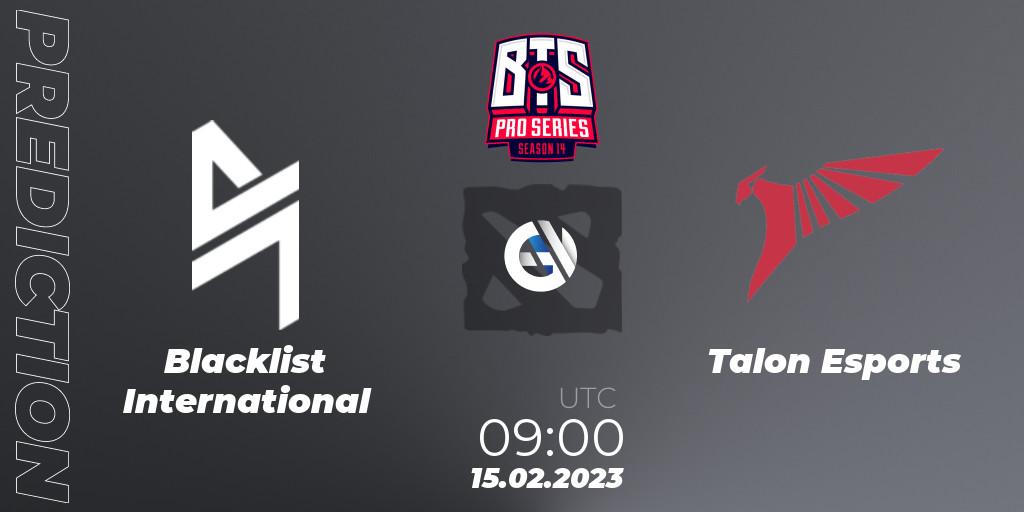 Blacklist International contre Talon Esports : prédiction de match. 15.02.23. Dota 2, BTS Pro Series Season 14: Southeast Asia