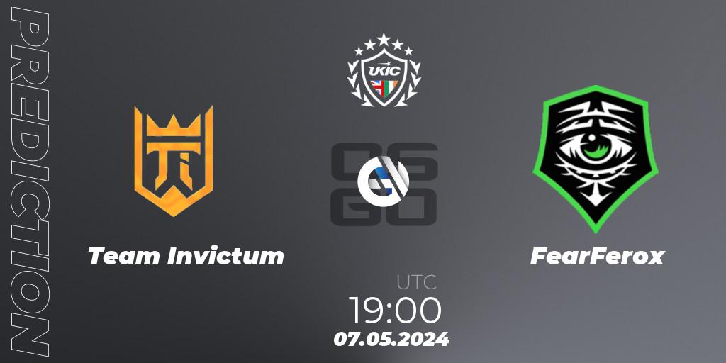 Team Invictum contre FearFerox : prédiction de match. 17.05.2024 at 17:00. Counter-Strike (CS2), UKIC League Season 2: Division 1