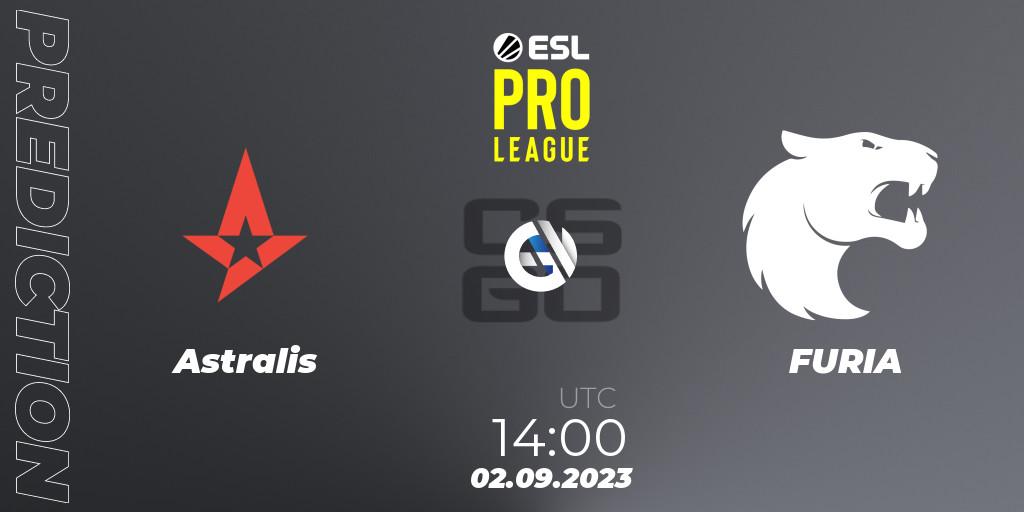 Astralis contre FURIA : prédiction de match. 02.09.2023 at 14:30. Counter-Strike (CS2), ESL Pro League Season 18
