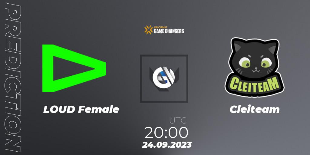 LOUD Female contre Cleiteam : prédiction de match. 24.09.2023 at 20:15. VALORANT, VCT 2023: Game Changers Brazil Series 2