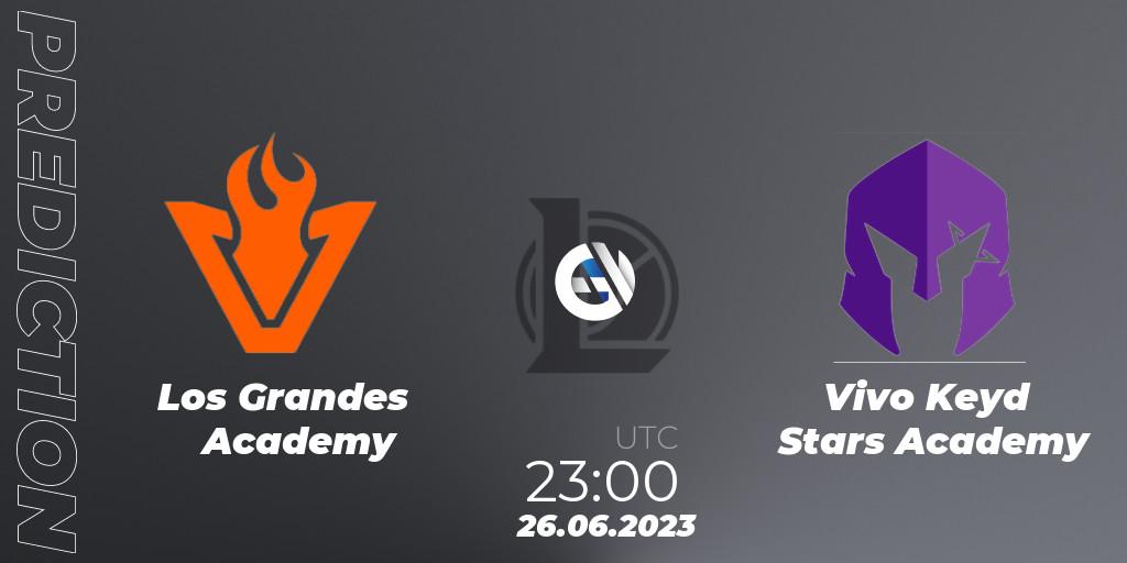 Los Grandes Academy contre Vivo Keyd Stars Academy : prédiction de match. 26.06.2023 at 23:15. LoL, CBLOL Academy Split 2 2023 - Group Stage