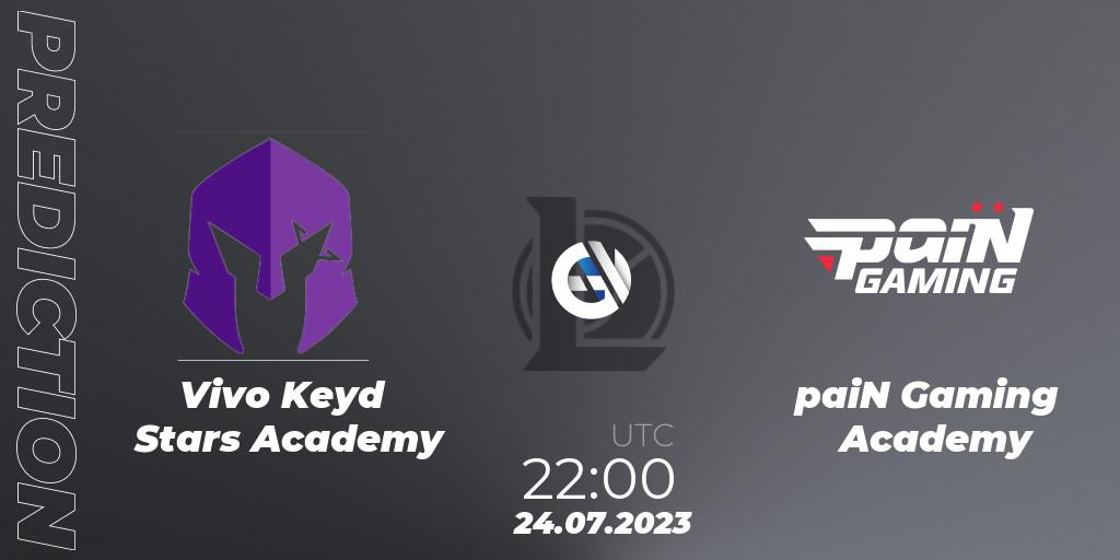 Vivo Keyd Stars Academy contre paiN Gaming Academy : prédiction de match. 24.07.2023 at 22:00. LoL, CBLOL Academy Split 2 2023 - Group Stage