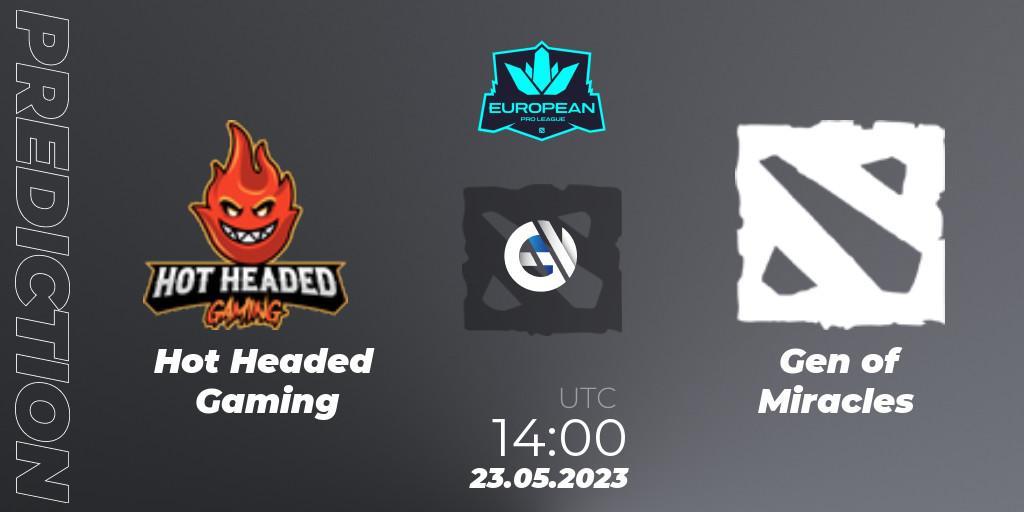 Hot Headed Gaming contre Gen of Miracles : prédiction de match. 23.05.2023 at 14:05. Dota 2, European Pro League Season 9