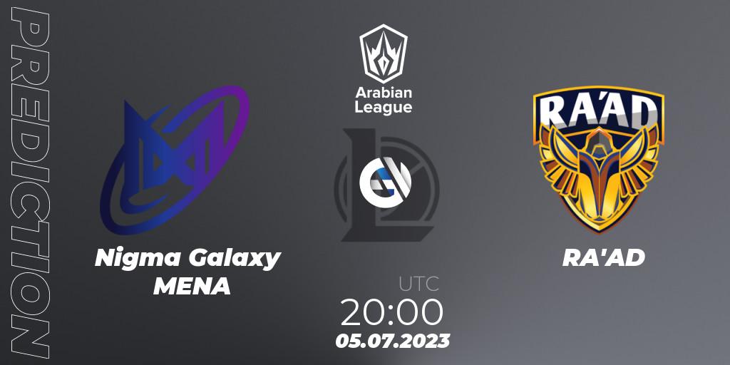 Nigma Galaxy MENA contre RA'AD : prédiction de match. 05.07.23. LoL, Arabian League Summer 2023 - Group Stage