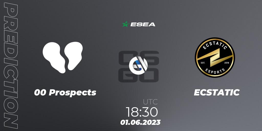 00 Prospects contre ECSTATIC : prédiction de match. 01.06.23. CS2 (CS:GO), ESEA Advanced Season 45 Europe