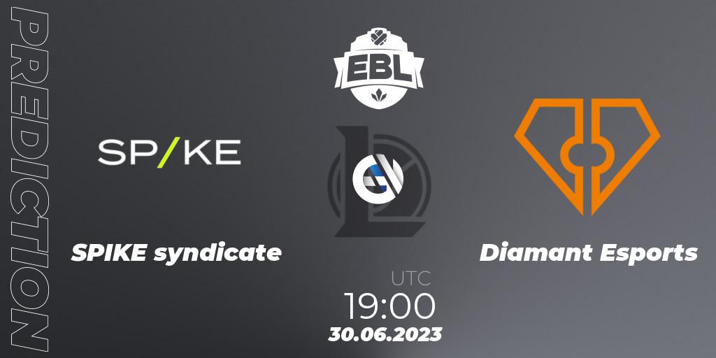 SPIKE syndicate contre Diamant Esports : prédiction de match. 16.06.2023 at 17:00. LoL, Esports Balkan League Season 13