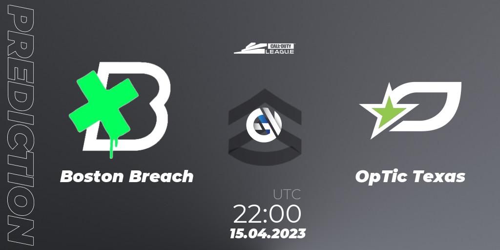 Boston Breach contre OpTic Texas : prédiction de match. 15.04.2023 at 22:00. Call of Duty, Call of Duty League 2023: Stage 4 Major Qualifiers