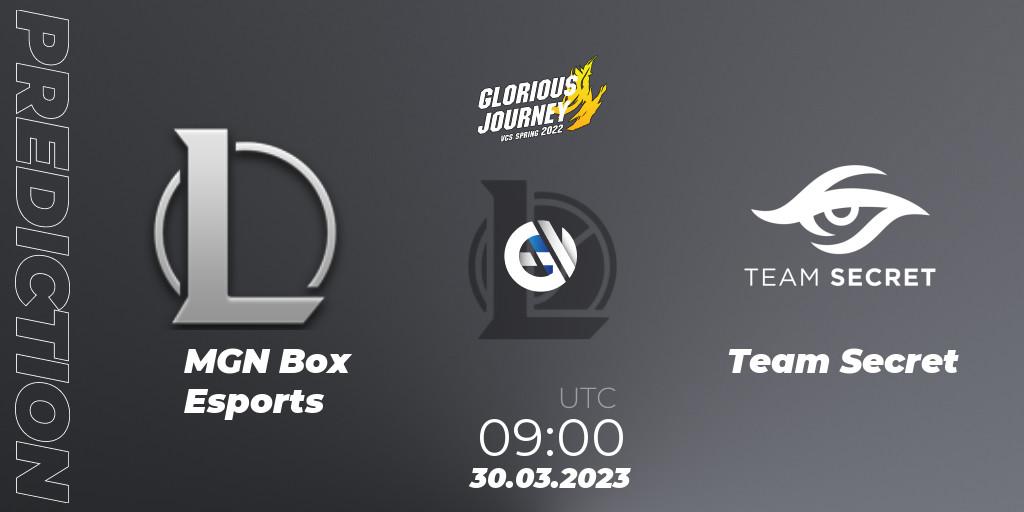 MGN Box Esports contre Team Secret : prédiction de match. 03.03.2023 at 10:00. LoL, VCS Spring 2023 - Group Stage