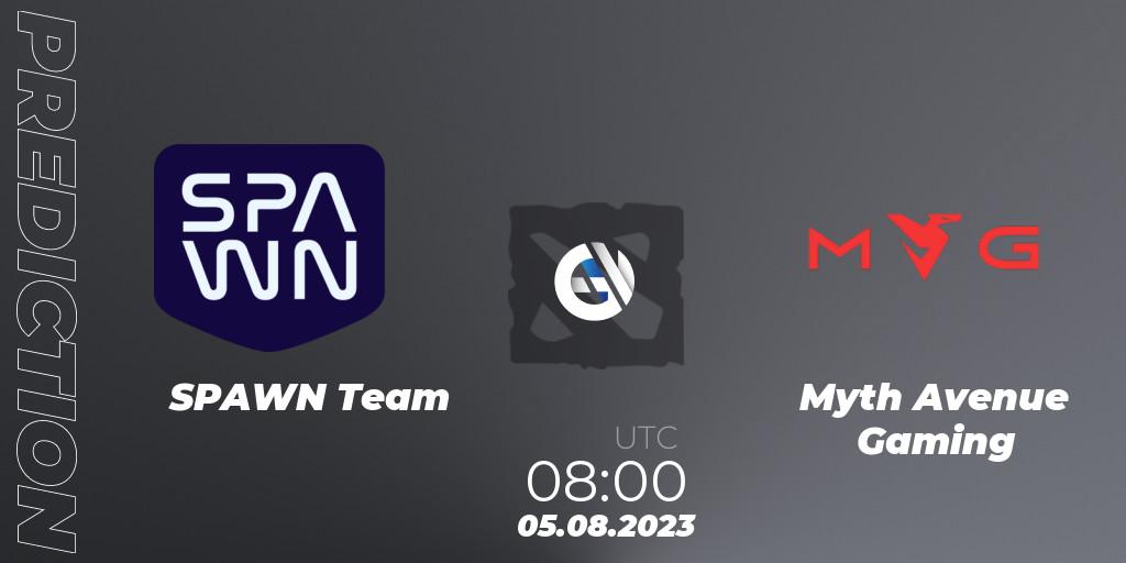 SPAWN Team contre Myth Avenue Gaming : prédiction de match. 05.08.23. Dota 2, 1XPLORE Asia #2