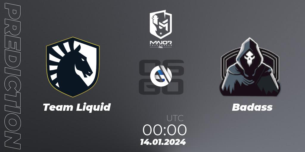 Team Liquid contre Badass : prédiction de match. 14.01.24. CS2 (CS:GO), PGL CS2 Major Copenhagen 2024 North America RMR Closed Qualifier