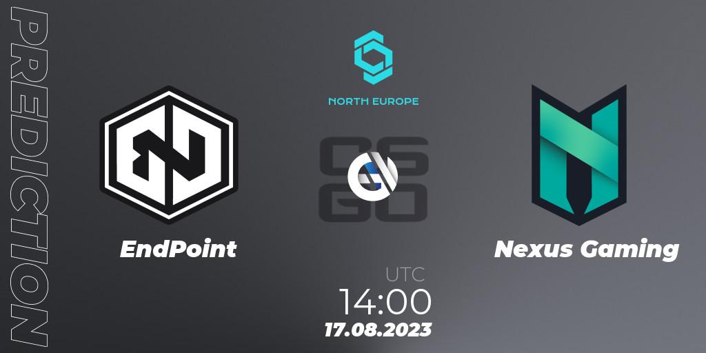 EndPoint contre Nexus Gaming : prédiction de match. 17.08.2023 at 14:20. Counter-Strike (CS2), CCT North Europe Series #7