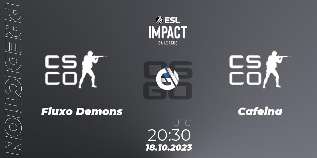 Fluxo Demons contre Cafeina : prédiction de match. 18.10.2023 at 20:30. Counter-Strike (CS2), ESL Impact League Season 4: South American Division