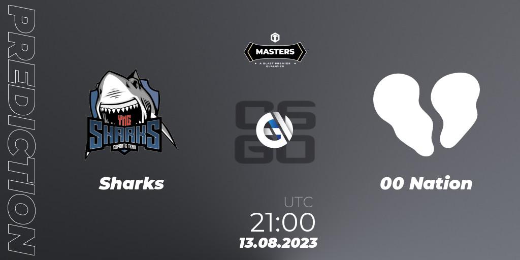 Sharks contre 00 Nation : prédiction de match. 13.08.2023 at 21:10. Counter-Strike (CS2), TG Masters: Fall 2023