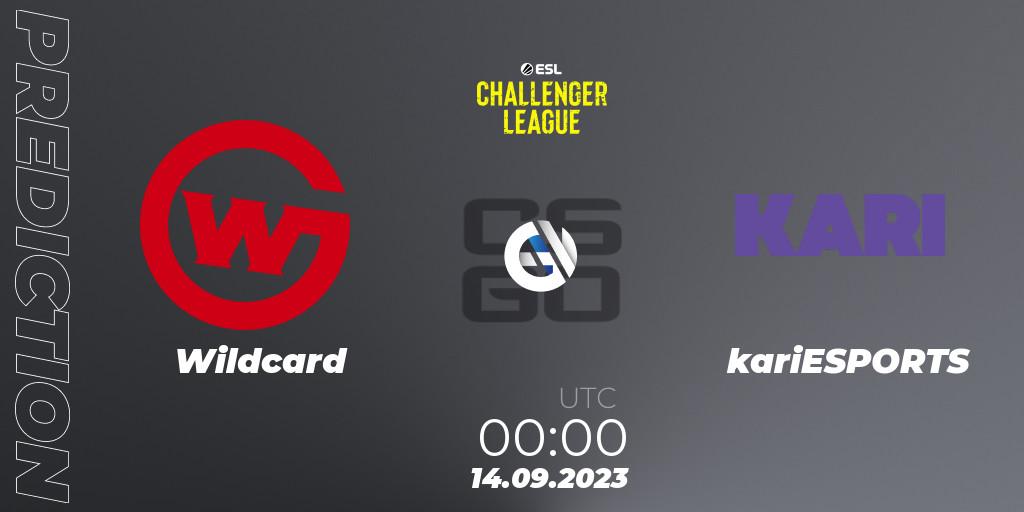 Wildcard contre kariESPORTS : prédiction de match. 14.09.2023 at 00:00. Counter-Strike (CS2), ESL Challenger League Season 46: North America
