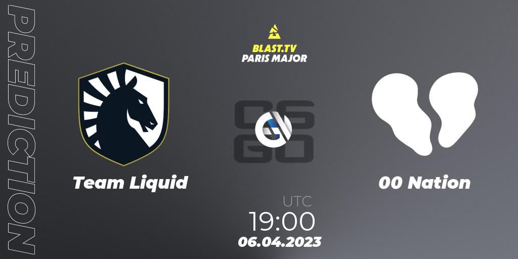 Team Liquid contre 00 Nation : prédiction de match. 06.04.23. CS2 (CS:GO), BLAST.tv Paris Major 2023 Americas RMR