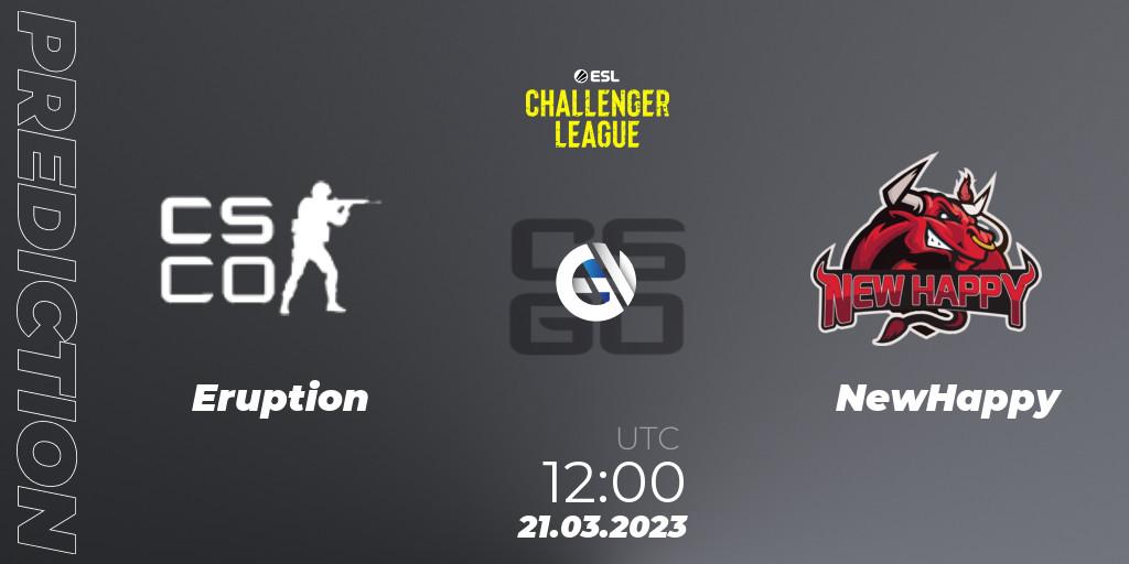 Eruption contre NewHappy : prédiction de match. 21.03.23. CS2 (CS:GO), ESL Challenger League Season 44: Asia-Pacific