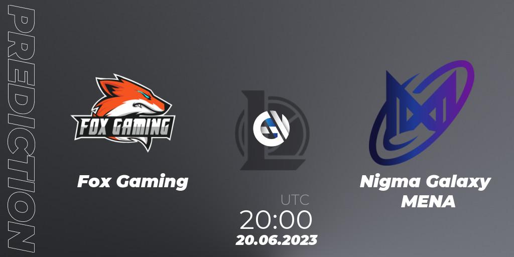 Fox Gaming contre Nigma Galaxy MENA : prédiction de match. 20.06.2023 at 20:00. LoL, Arabian League Summer 2023 - Group Stage