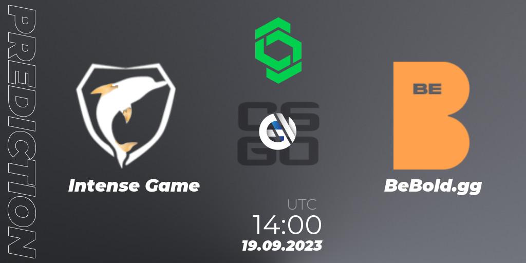 Intense Game contre BeBold.gg : prédiction de match. 19.09.2023 at 14:00. Counter-Strike (CS2), CCT South America Series #11
