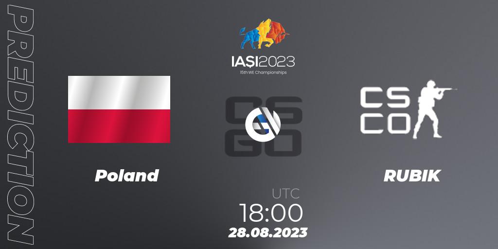 Poland contre RUBIK : prédiction de match. 28.08.2023 at 21:00. Counter-Strike (CS2), IESF World Esports Championship 2023