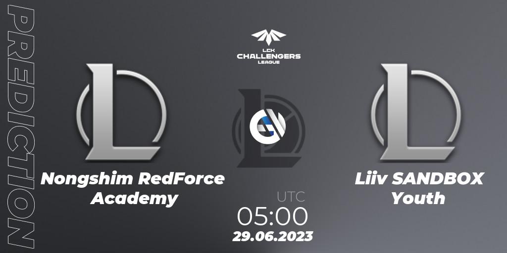 Nongshim RedForce Academy contre Liiv SANDBOX Youth : prédiction de match. 29.06.23. LoL, LCK Challengers League 2023 Summer - Group Stage